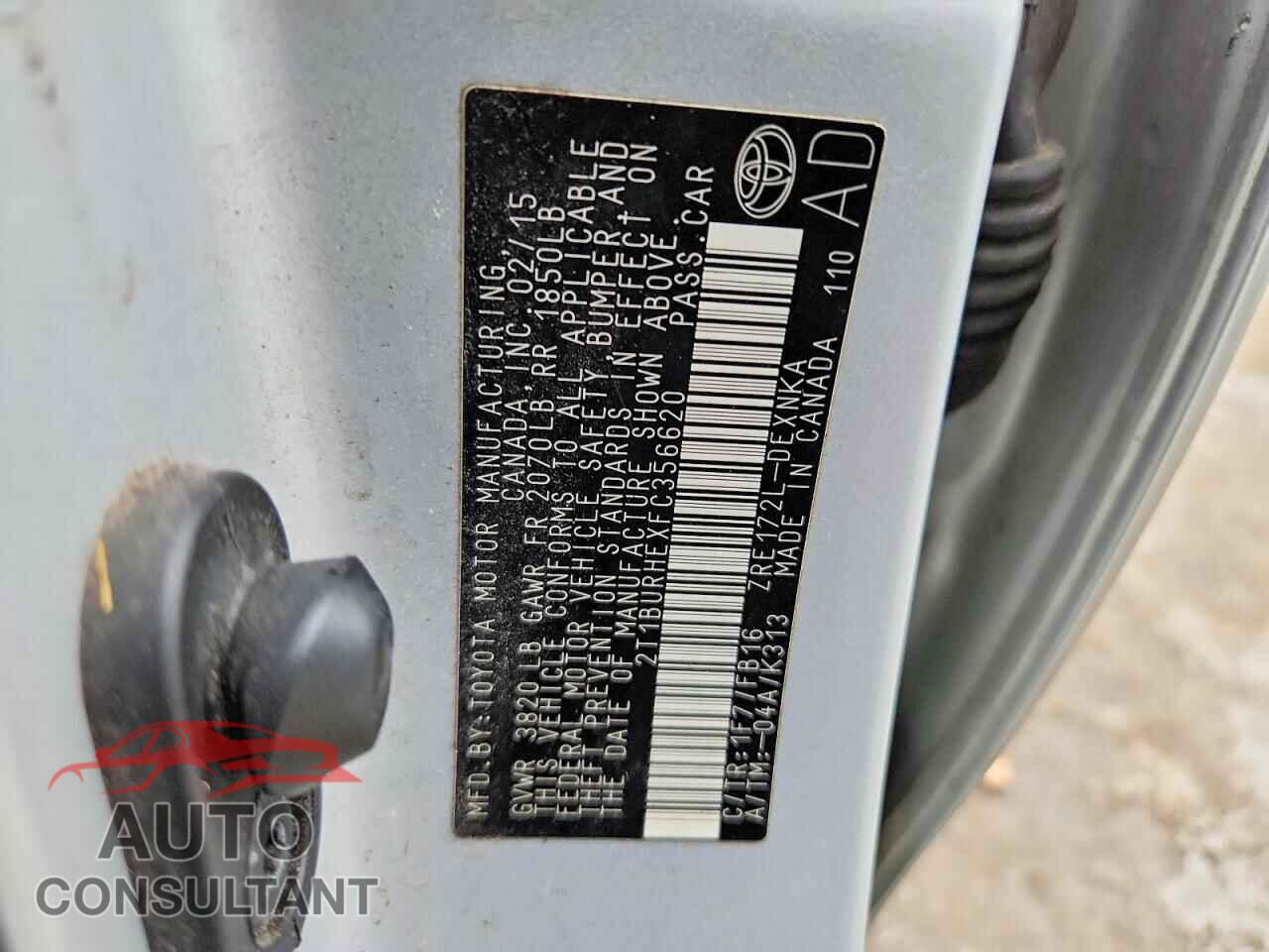 TOYOTA COROLLA 2015 - 2T1BURHEXFC356620