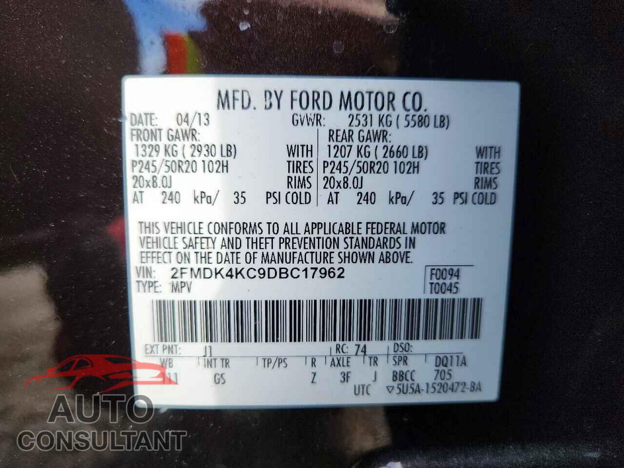 FORD EDGE LIMIT 2013 - 2FMDK4KC9DBC17962