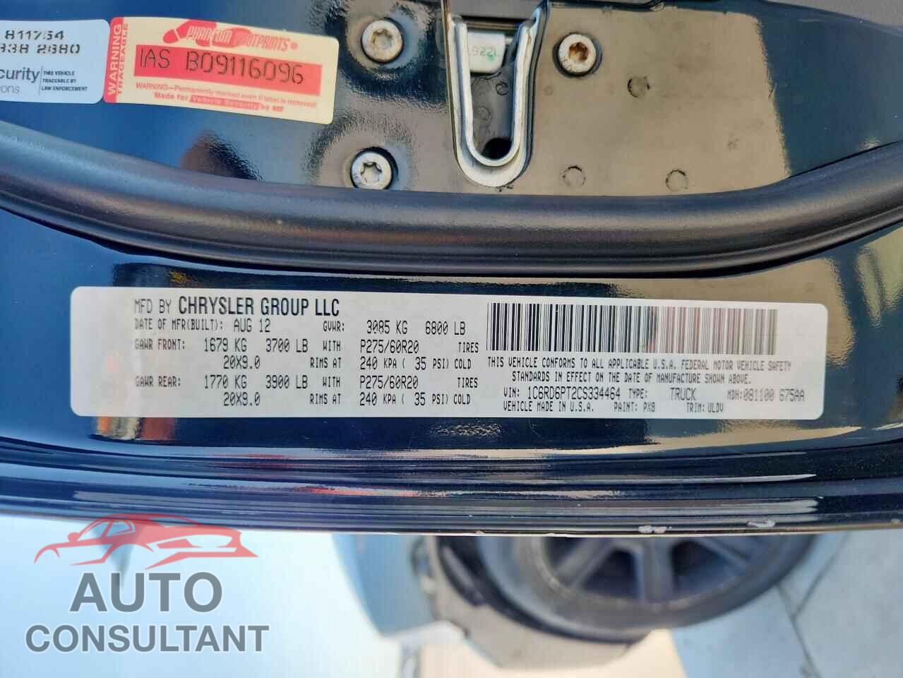 DODGE RAM 1500 2012 - 1C6RD6PT2CS334464