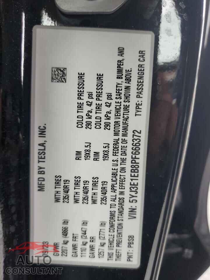 TESLA MODEL 3 2023 - 5YJ3E1EB8PF666372
