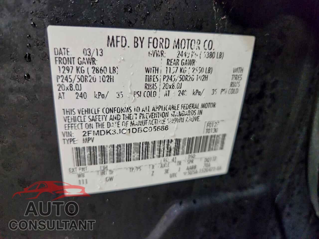 FORD EDGE 2013 - 2FMDK3JC1DBC05686