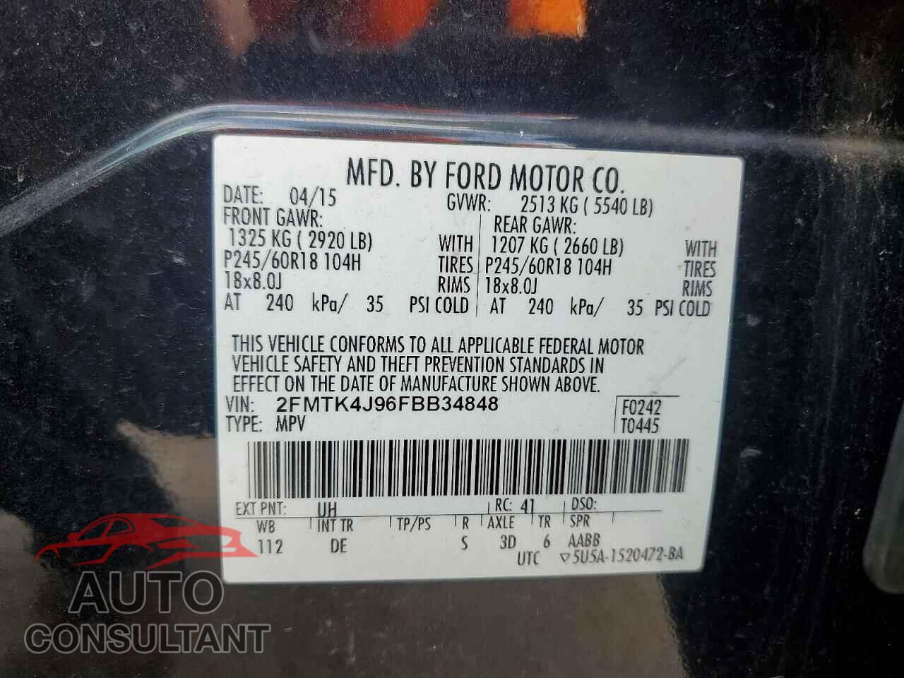 FORD EDGE 2015 - 2FMTK4J96FBB34848