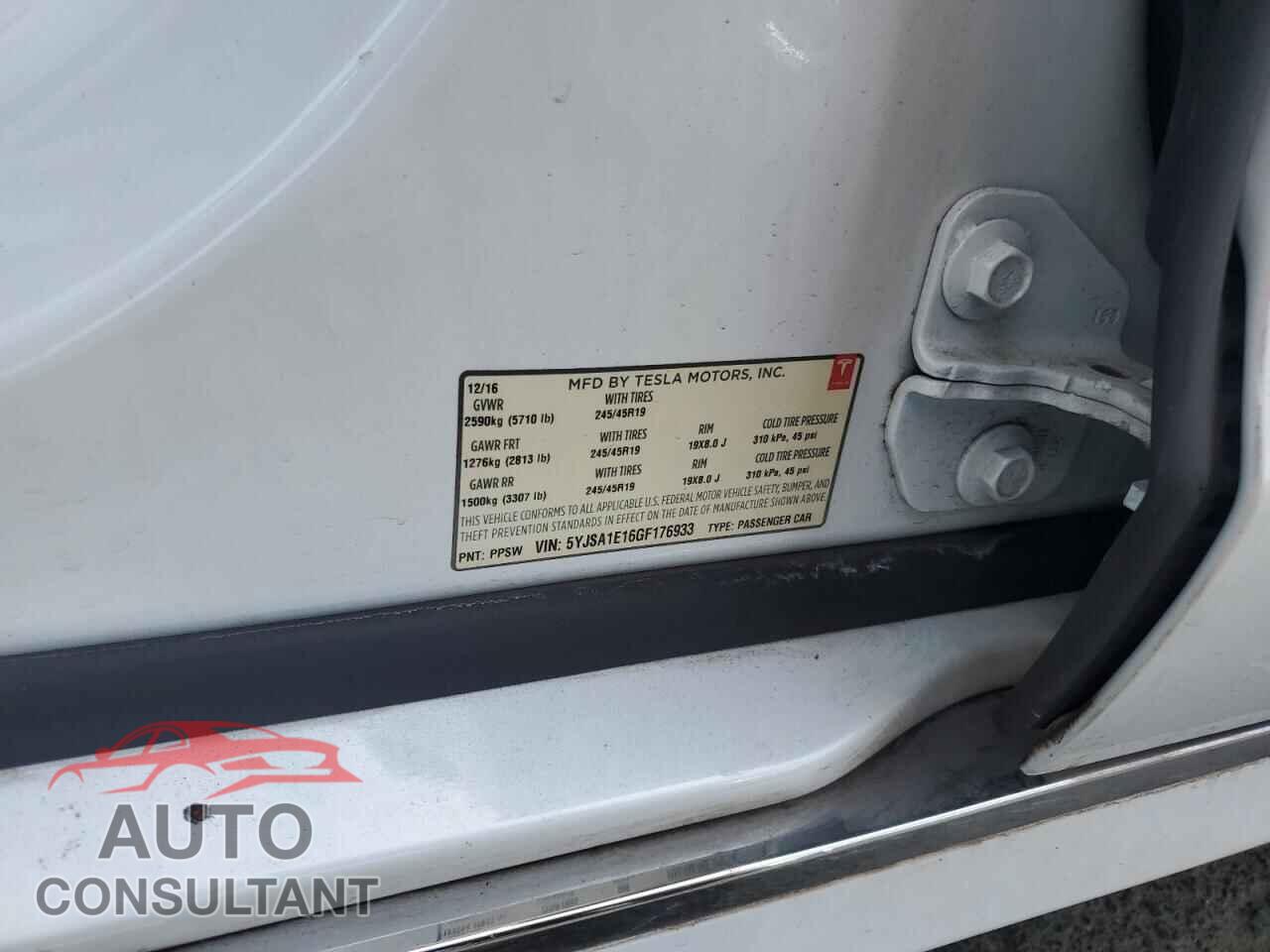 TESLA MODEL S 2016 - 5YJSA1E16GF176933