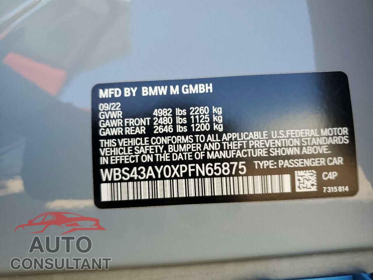 BMW M3 2023 - WBS43AY0XPFN65875