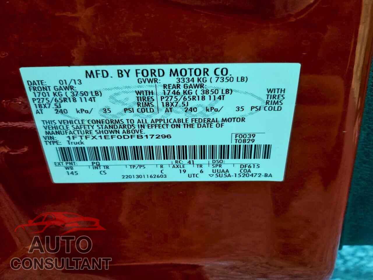 FORD F-150 2013 - 1FTFX1EF0DFB17296