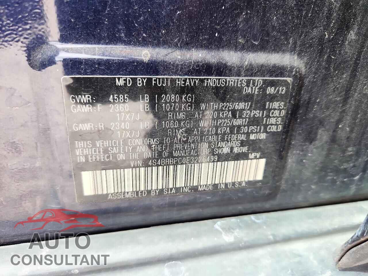 SUBARU OUTBACK 2014 - 4S4BRBPC0E3226499