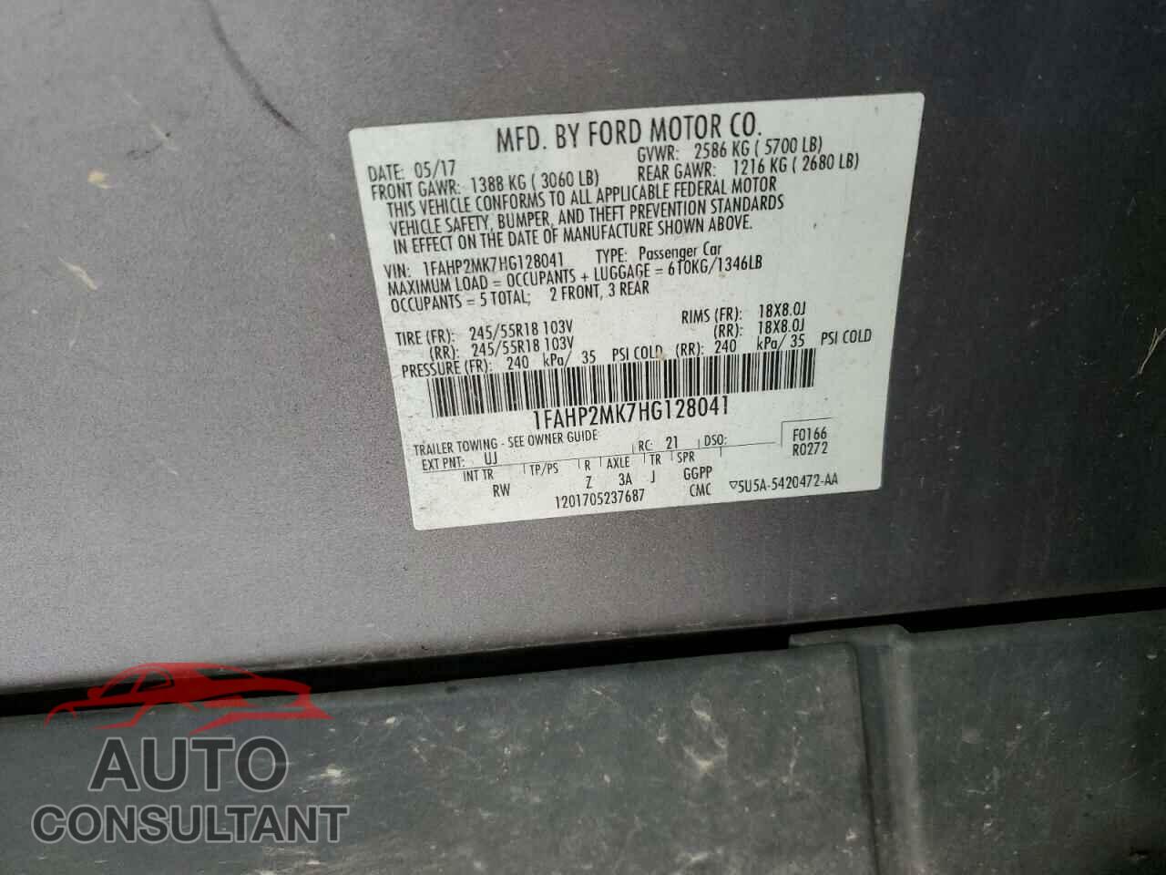 FORD TAURUS 2017 - 1FAHP2MK7HG128041