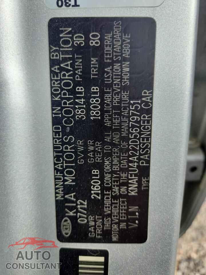 KIA FORTE 2013 - KNAFU4A22D5679751