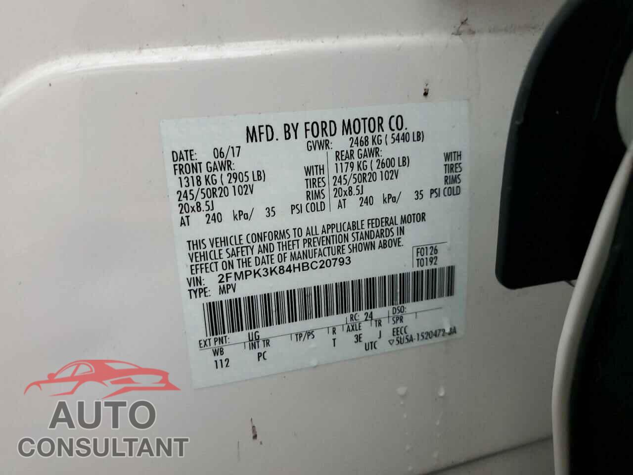 FORD EDGE 2017 - 2FMPK3K84HBC20793