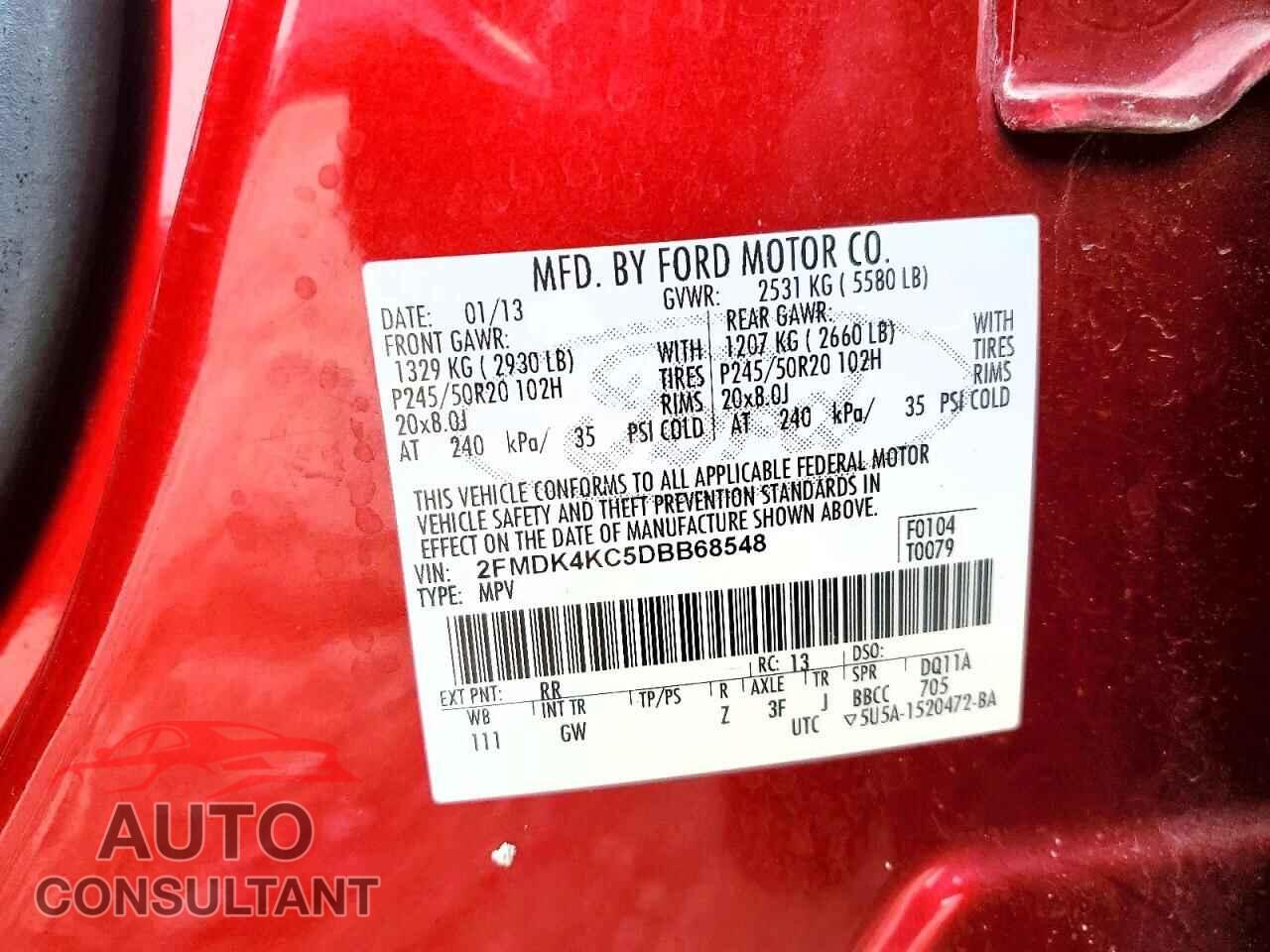 FORD EDGE 2013 - 2FMDK4KC5DBB68548