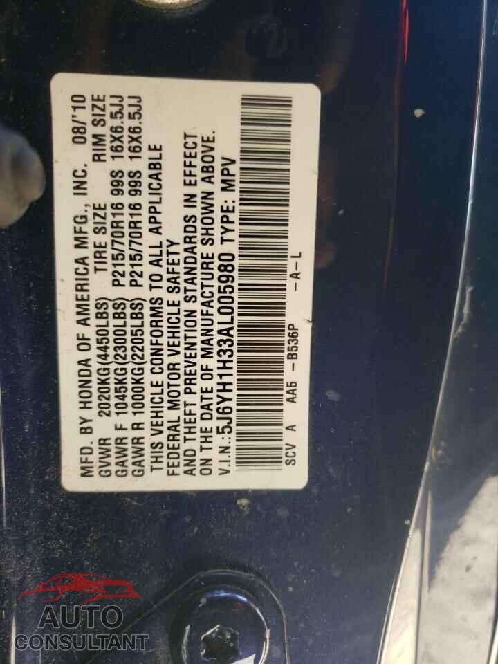 HONDA ELEMENT 2010 - 5J6YH1H33AL005980