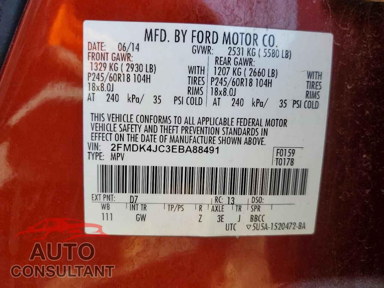 FORD EDGE 2014 - 2FMDK4JC3EBA88491