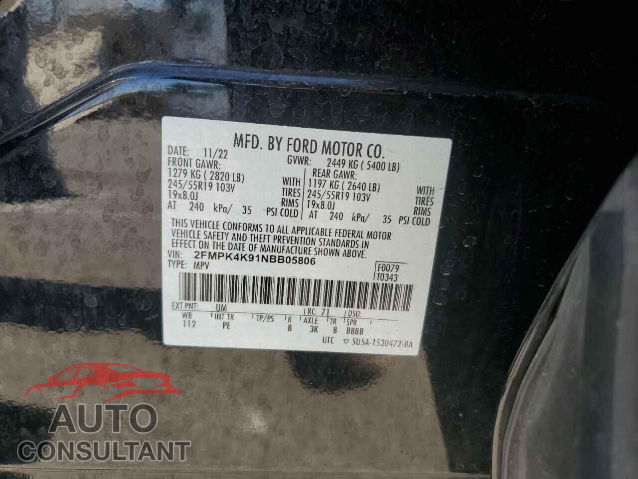 FORD EDGE 2022 - 2FMPK4K91NBB05806