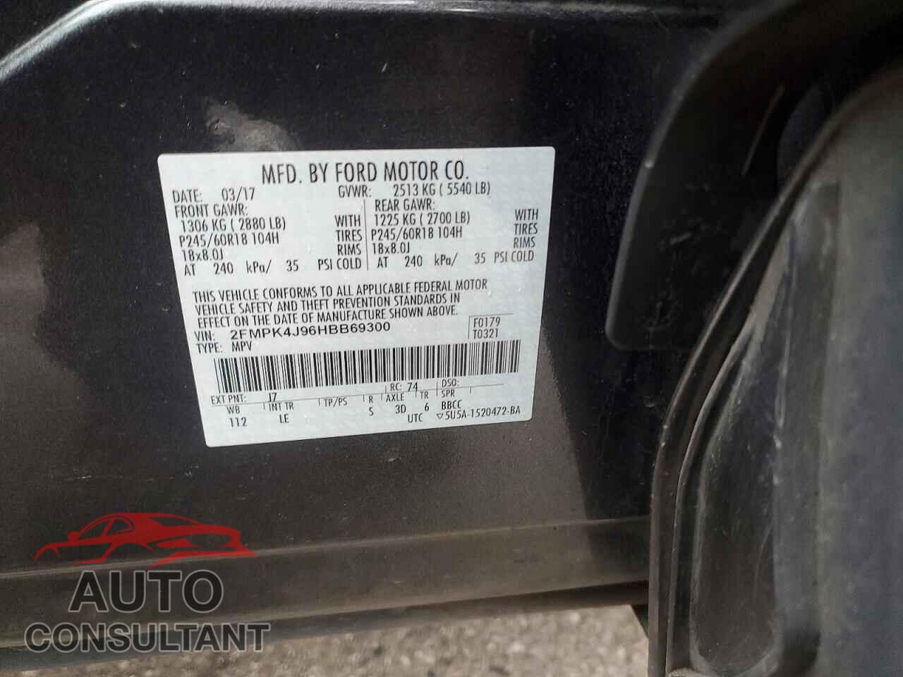 FORD EDGE 2017 - 2FMPK4J96HBB69300