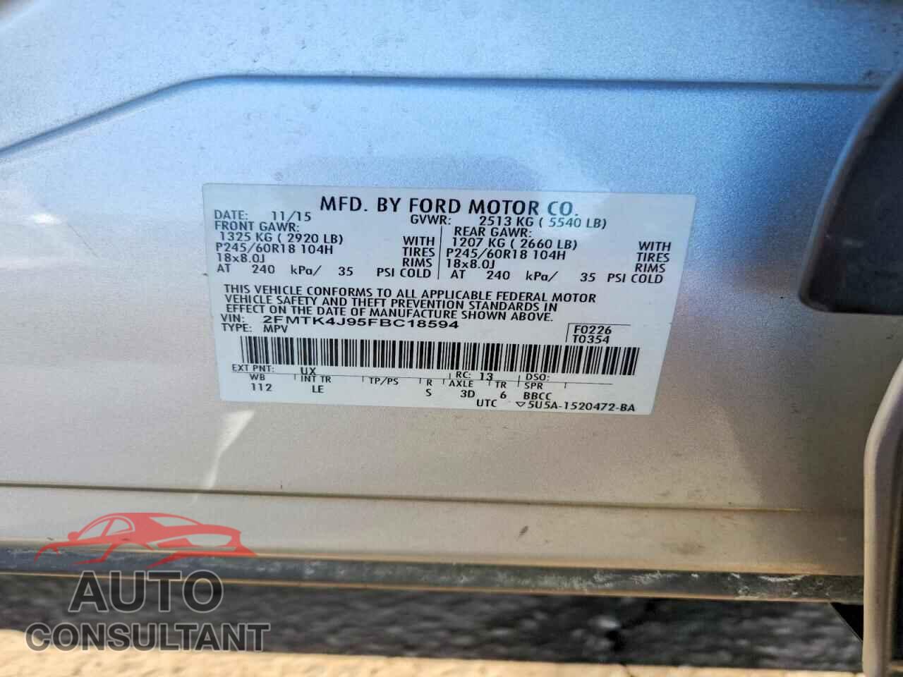 FORD EDGE 2015 - 2FMTK4J95FBC18594