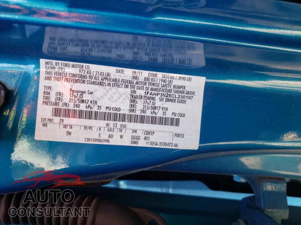FORD FOCUS 2012 - 1FAHP3N25CL230197