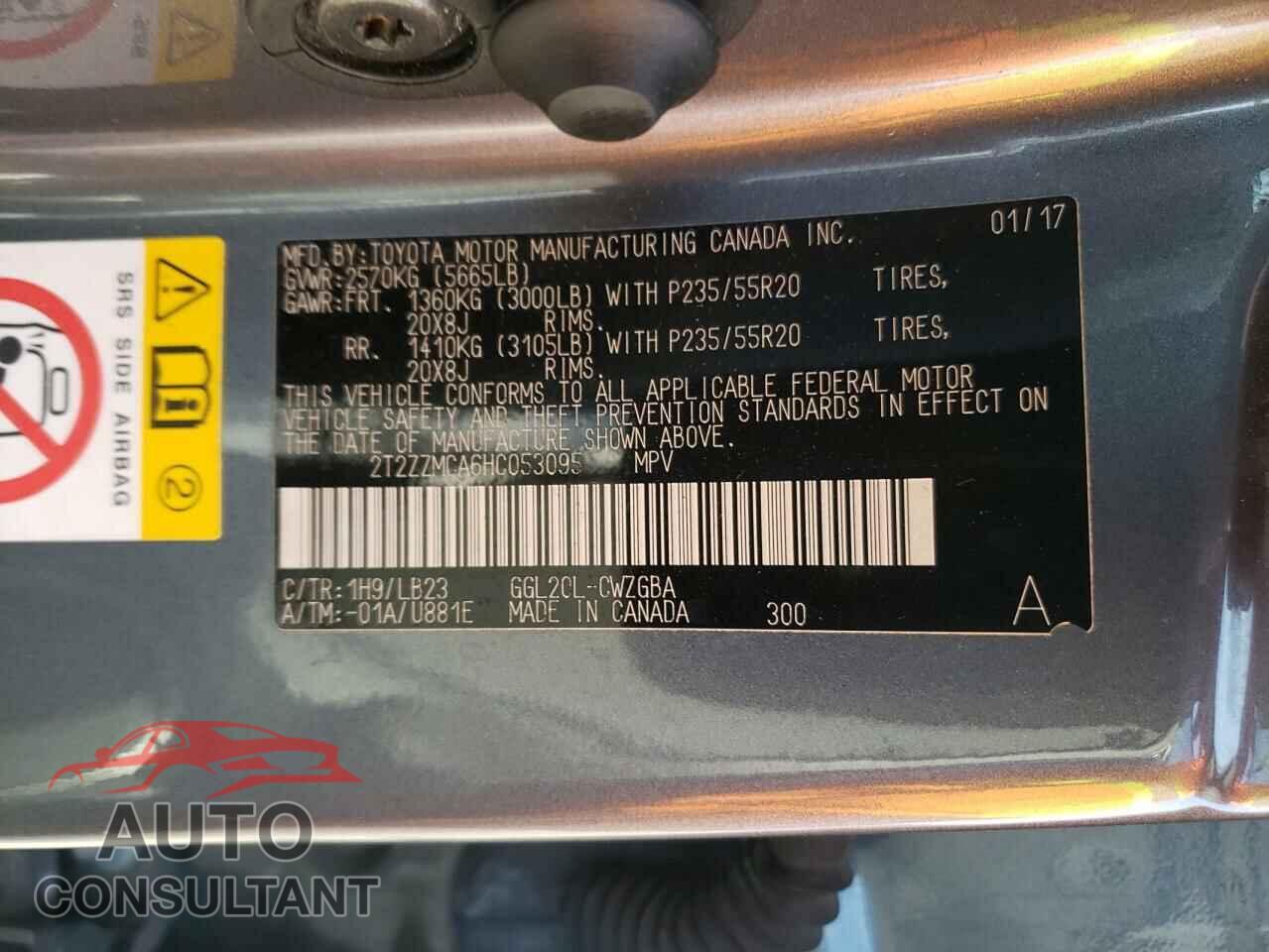 LEXUS RX350 2017 - 2T2ZZMCA6HC053095