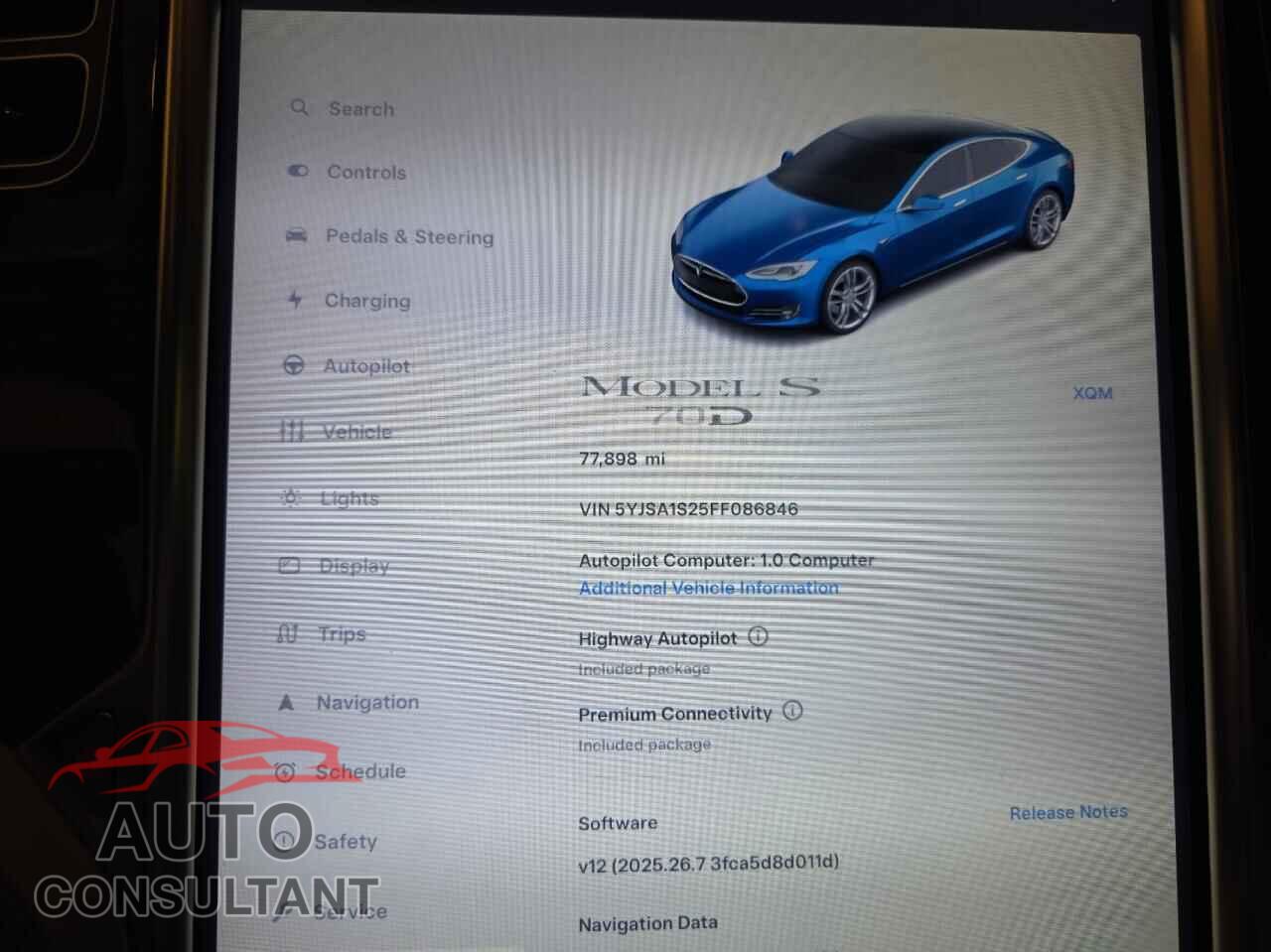 TESLA MODEL S 2015 - 5YJSA1S25FF086846