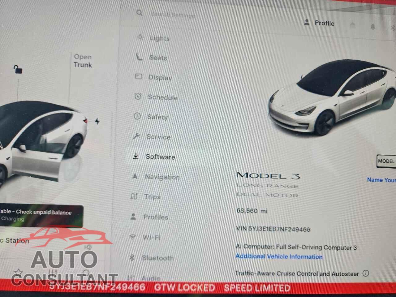 TESLA MODEL 3 2022 - 5YJ3E1EB7NF249466