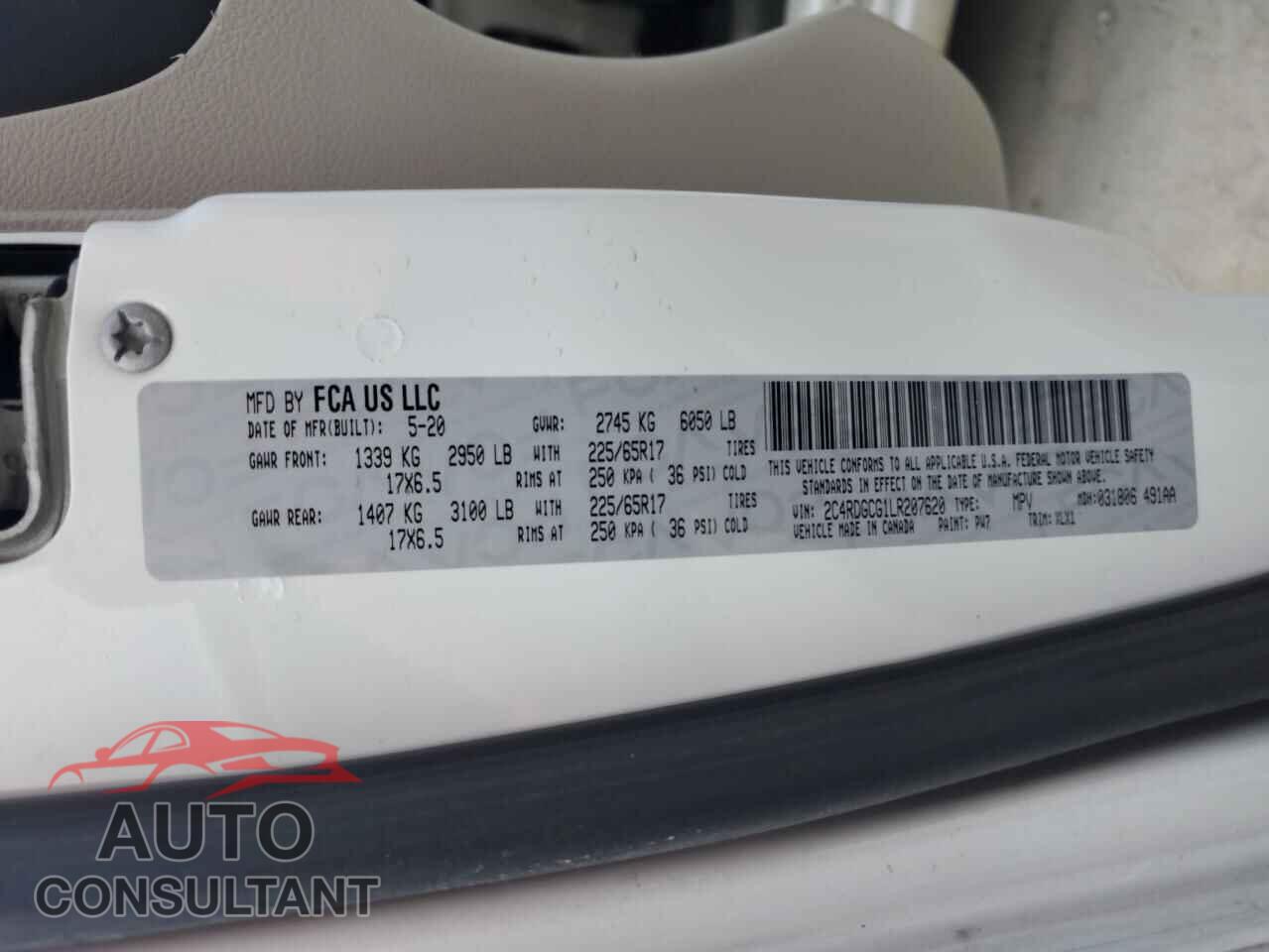 DODGE CARAVAN 2020 - 2C4RDGCG1LR207620