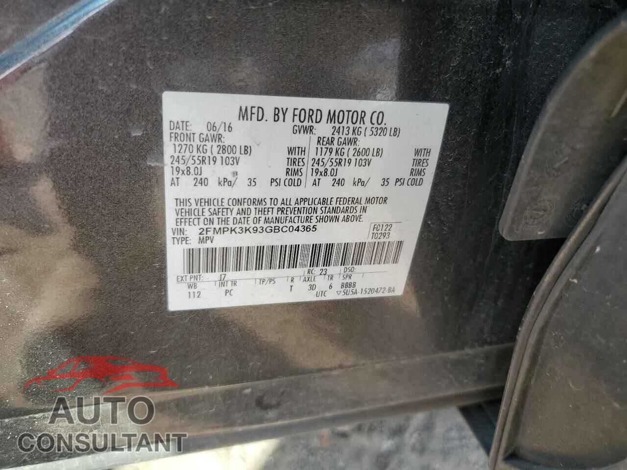 FORD EDGE 2016 - 2FMPK3K93GBC04365