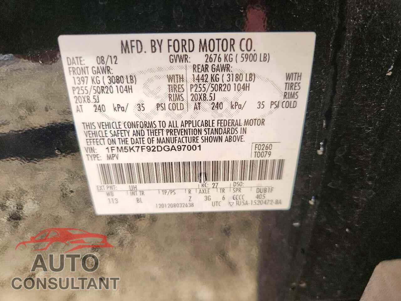 FORD EXPLORER 2013 - 1FM5K7F92DGA97001