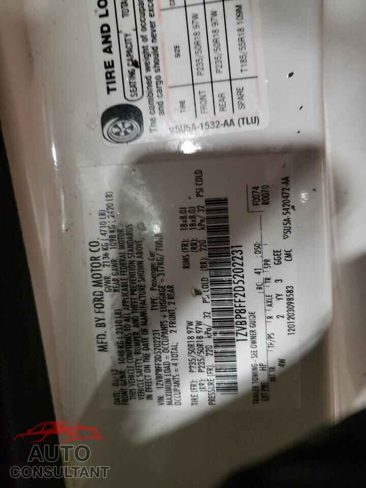 FORD MUSTANG 2013 - 1ZVBP8FF2D5202231