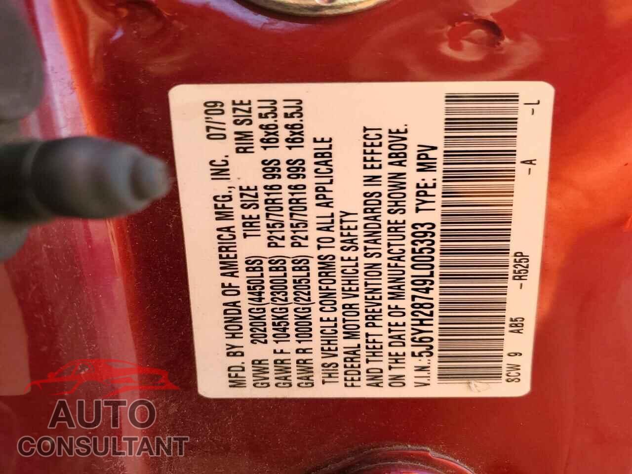 HONDA ELEMENT 2009 - 5J6YH28749L005393