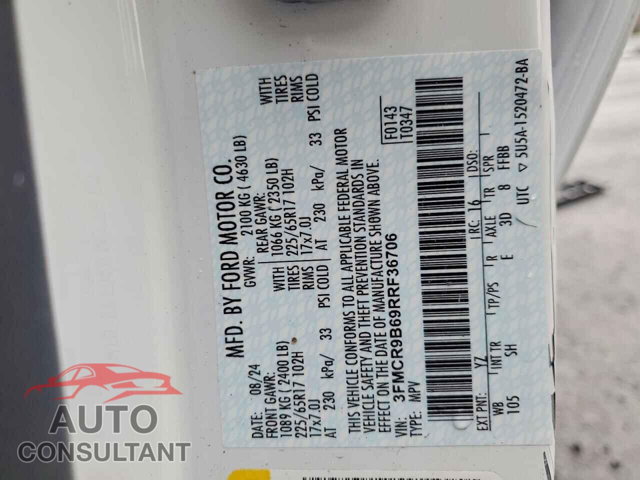 FORD BRONCO 2024 - 3FMCR9B69RRF36706