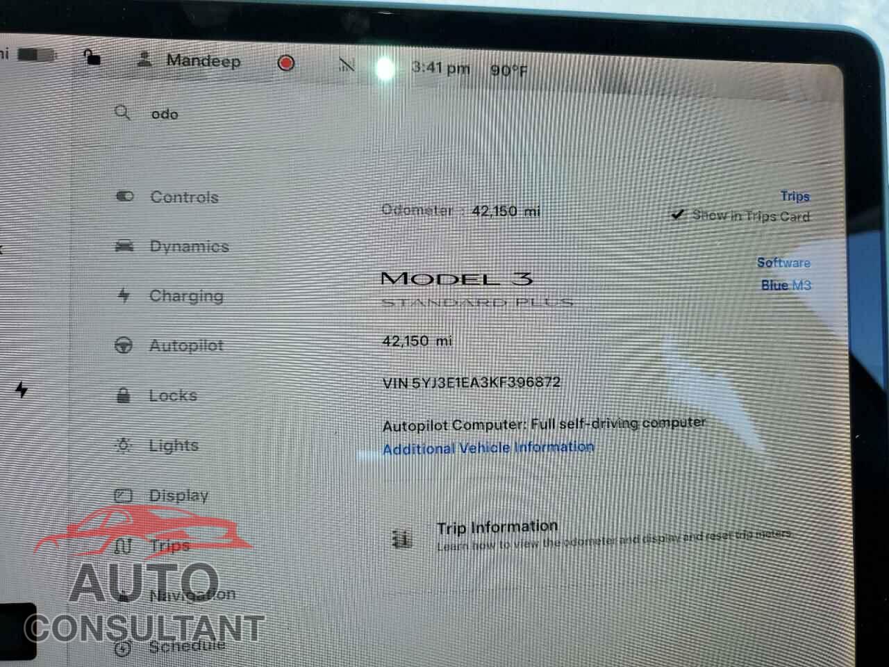 TESLA MODEL 3 2019 - 5YJ3E1EA3KF396872