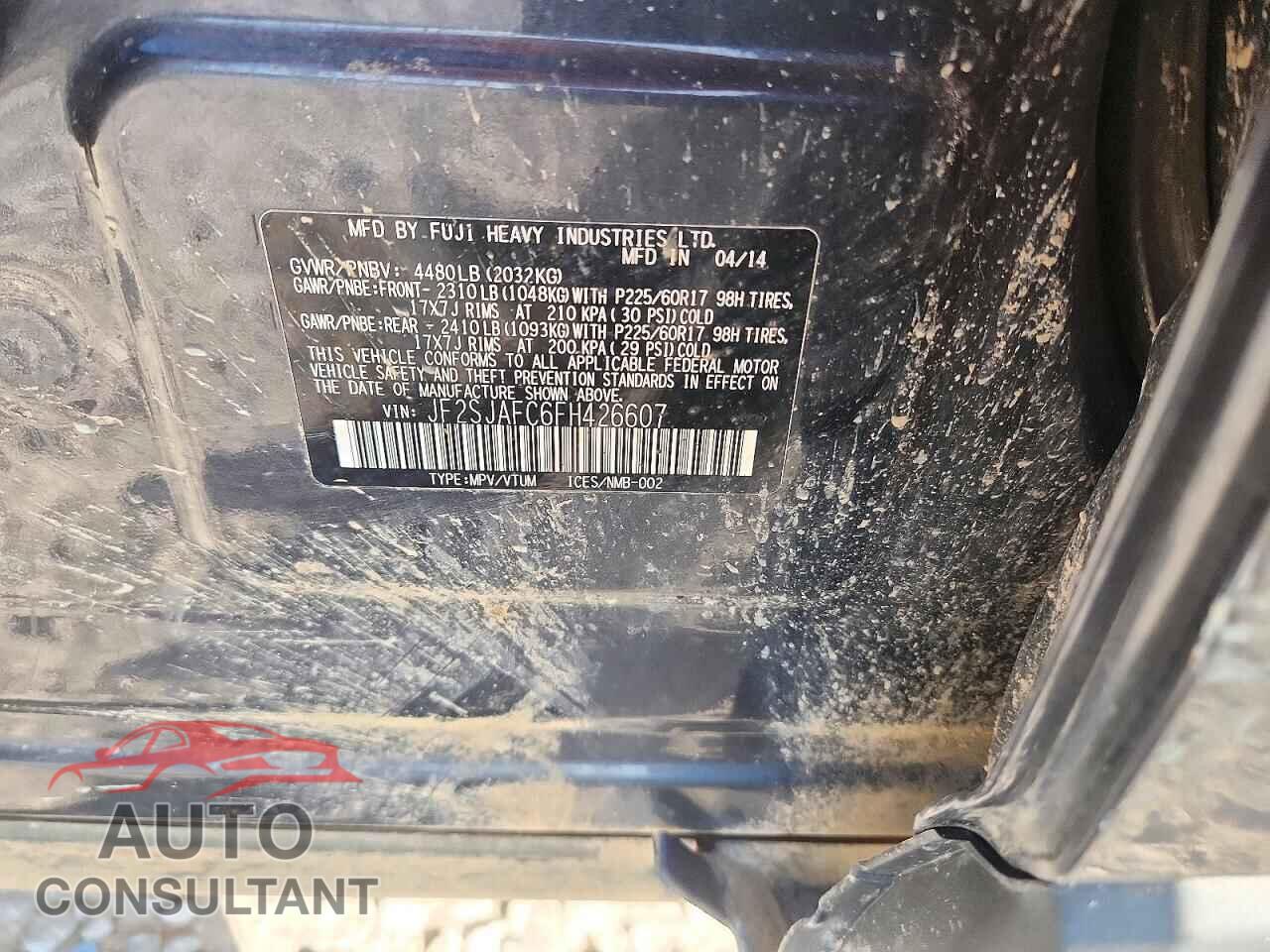 SUBARU FORESTER 2015 - JF2SJAFC6FH426607