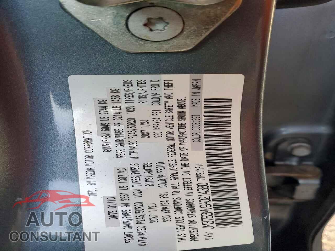 MAZDA CX-9 2010 - JM3TB3MV9A0214380