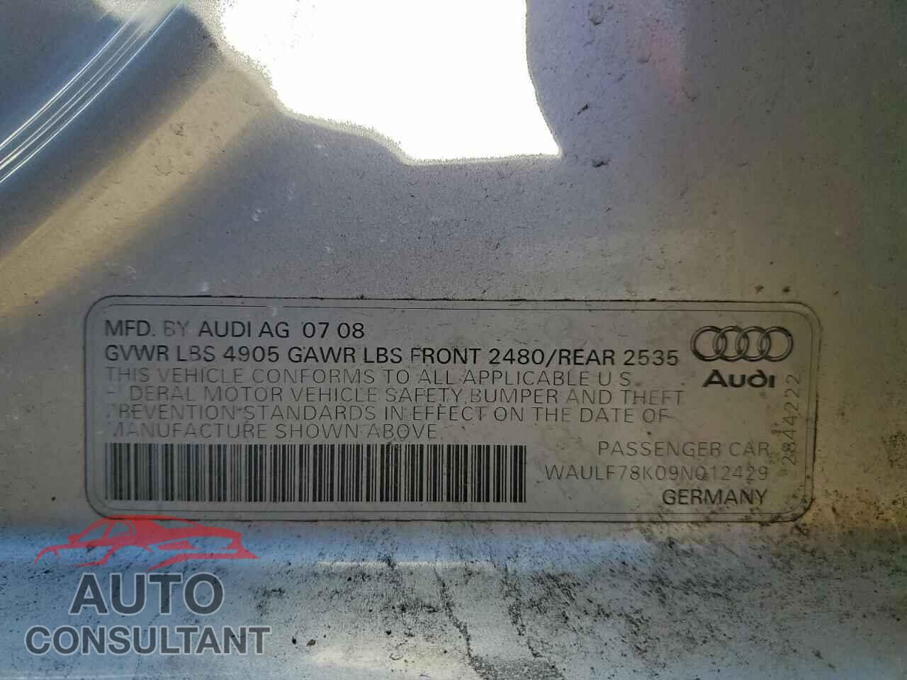 AUDI A4 2009 - WAULF78K09N012429