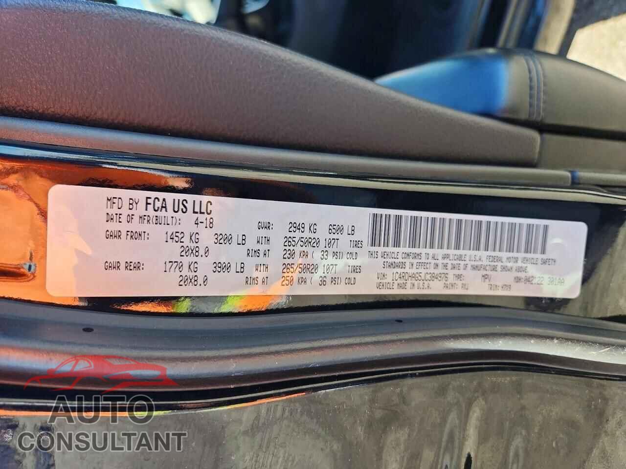 DODGE DURANGO 2018 - 1C4RDHAG5JC384976