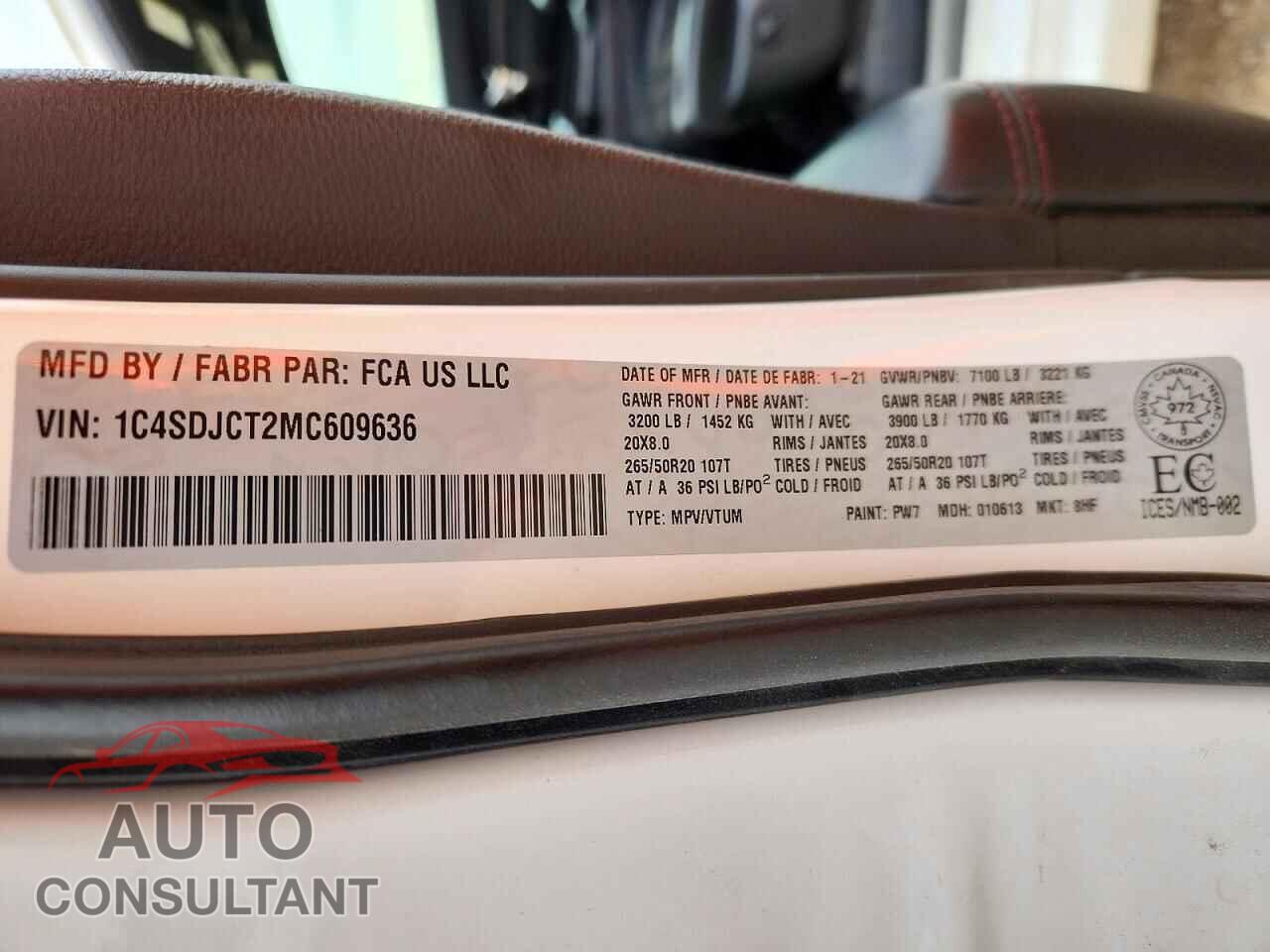 DODGE DURANGO 2021 - 1C4SDJCT2MC609636