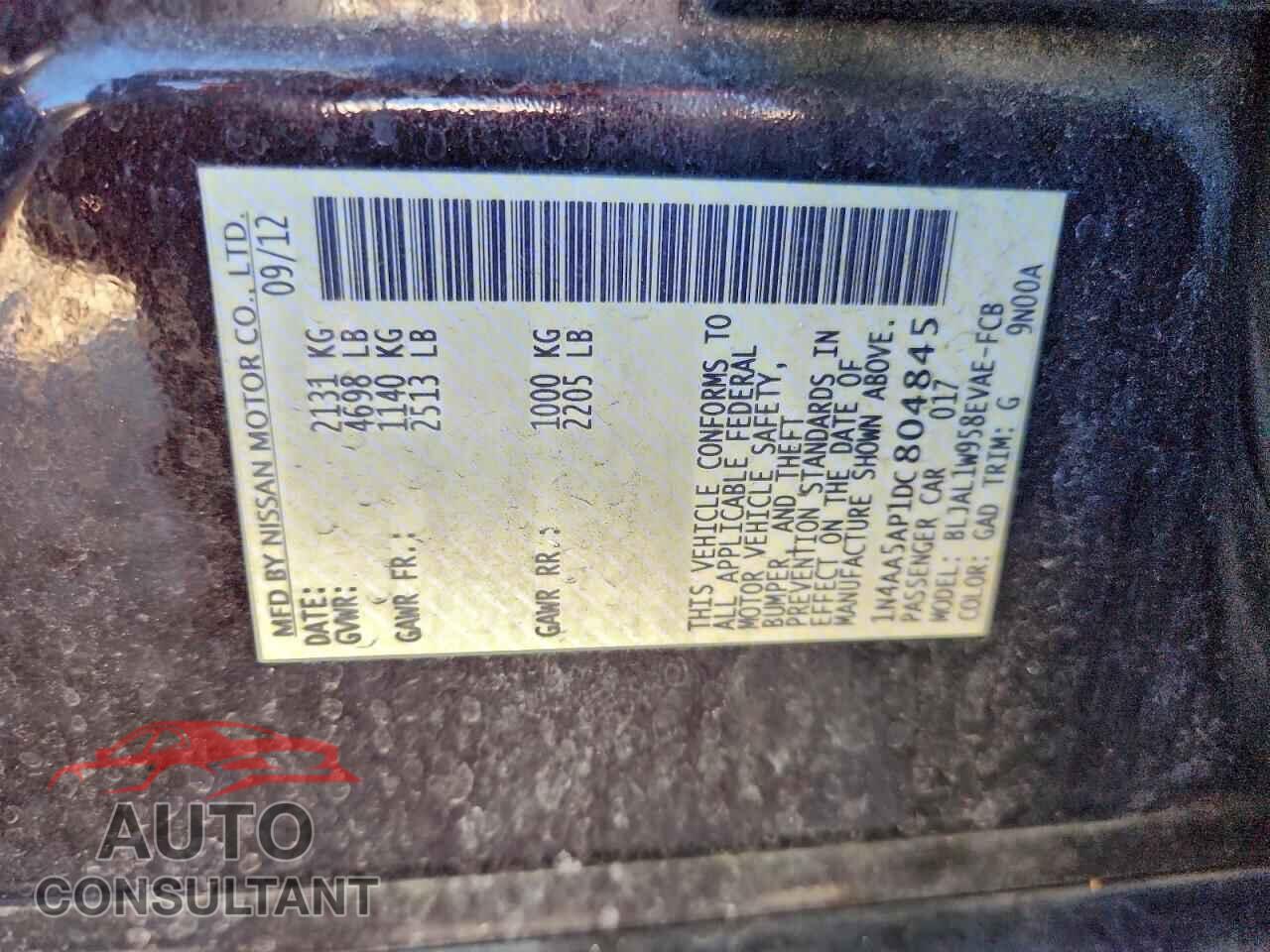 NISSAN MAXIMA 2013 - 1N4AA5AP1DC804845