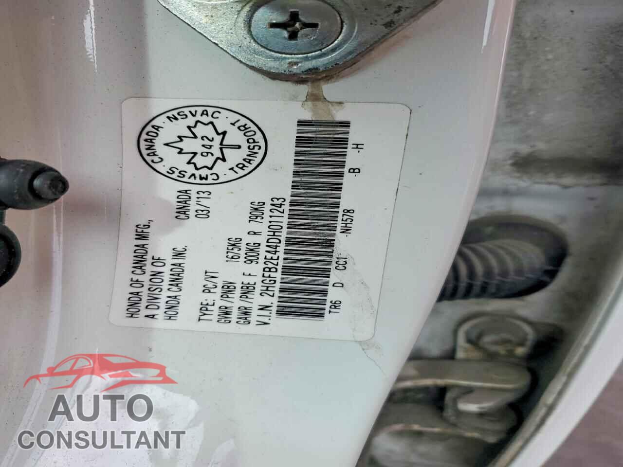 HONDA CIVIC 2013 - 2HGFB2E44DH011243
