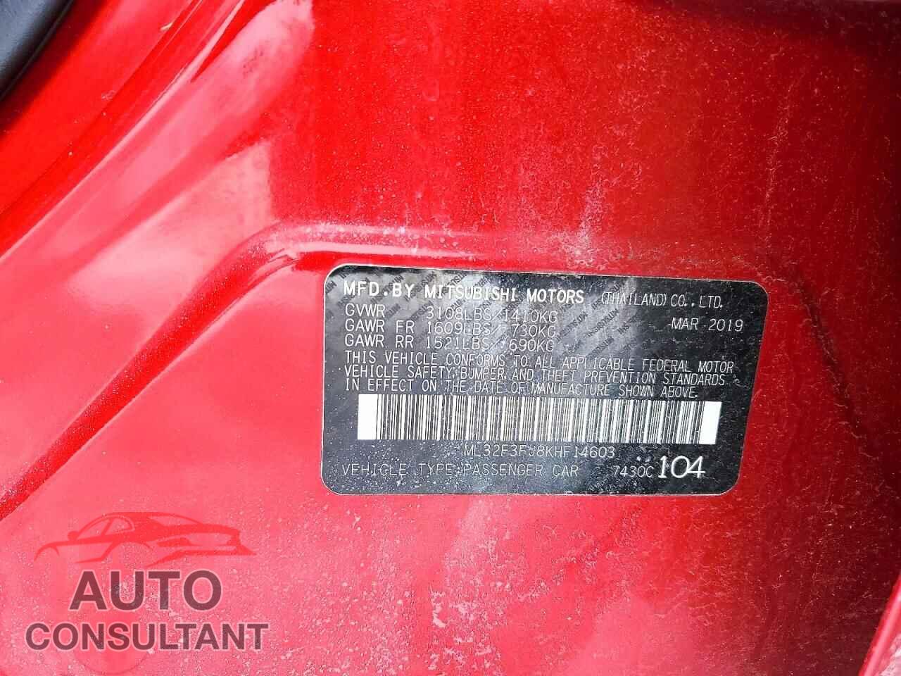 MITSUBISHI MIRAGE 2019 - ML32F3FJ8KHF14603