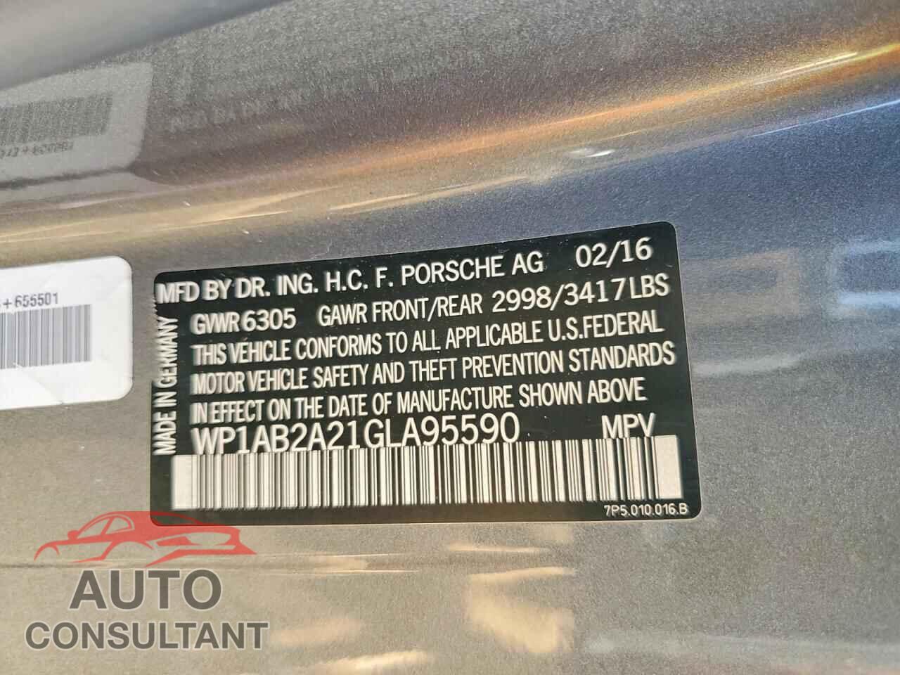 PORSCHE CAYENNE 2016 - WP1AB2A21GLA95590