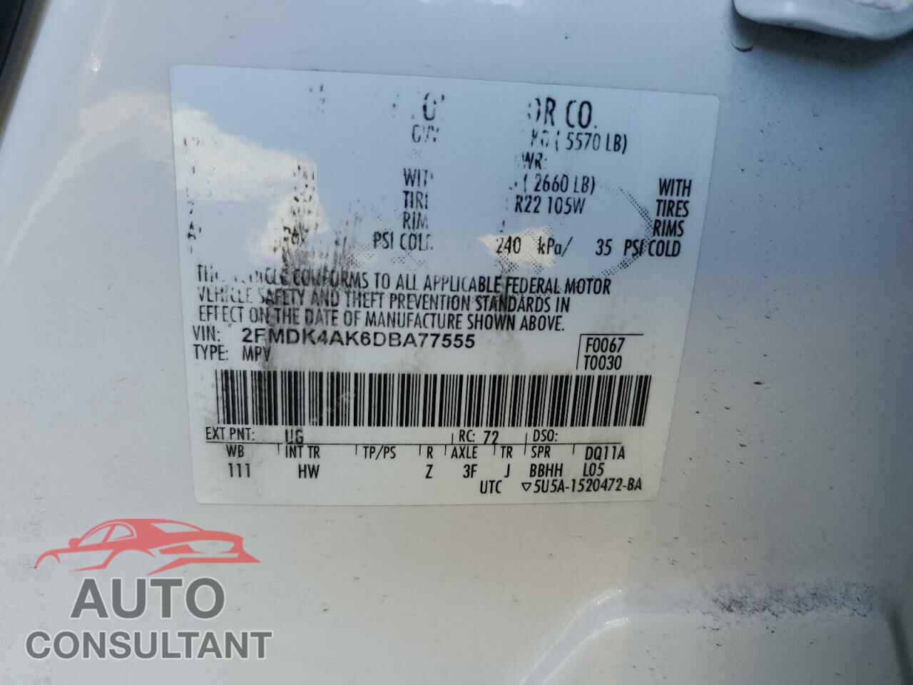 FORD EDGE 2013 - 2FMDK4AK6DBA77555
