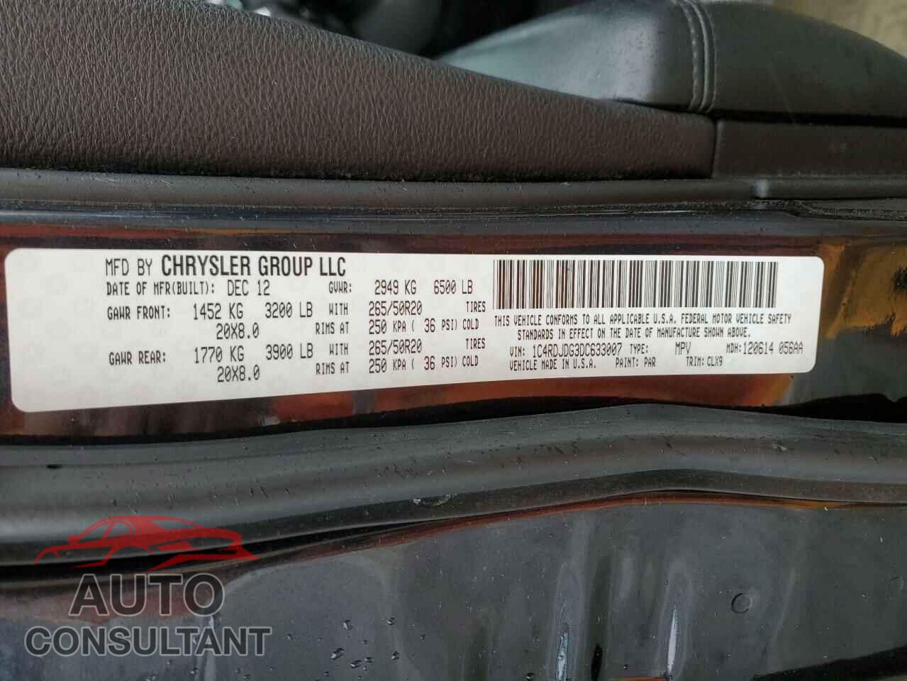 DODGE DURANGO 2013 - 1C4RDJDG3DC633007