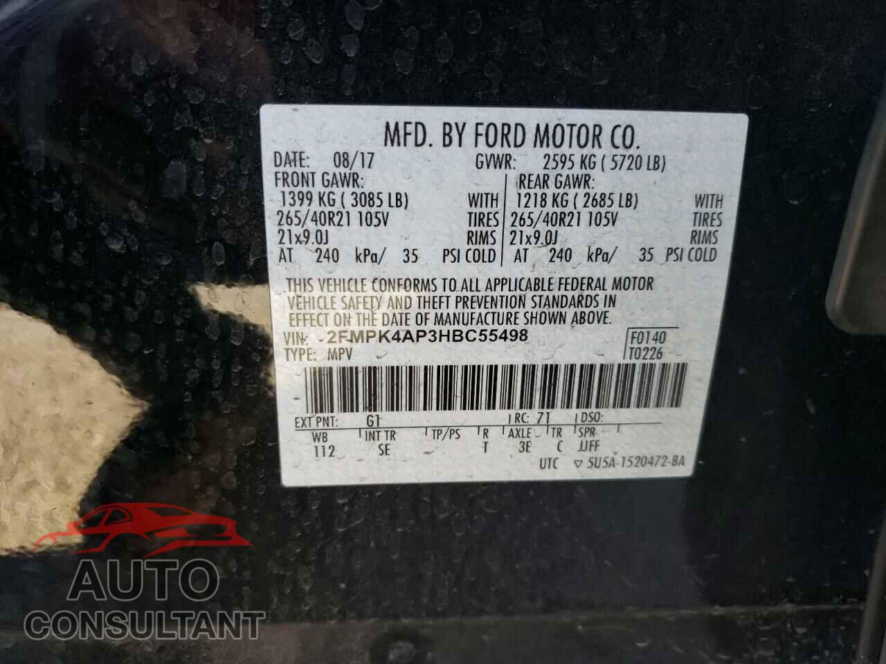 FORD EDGE 2017 - 2FMPK4AP3HBC55498
