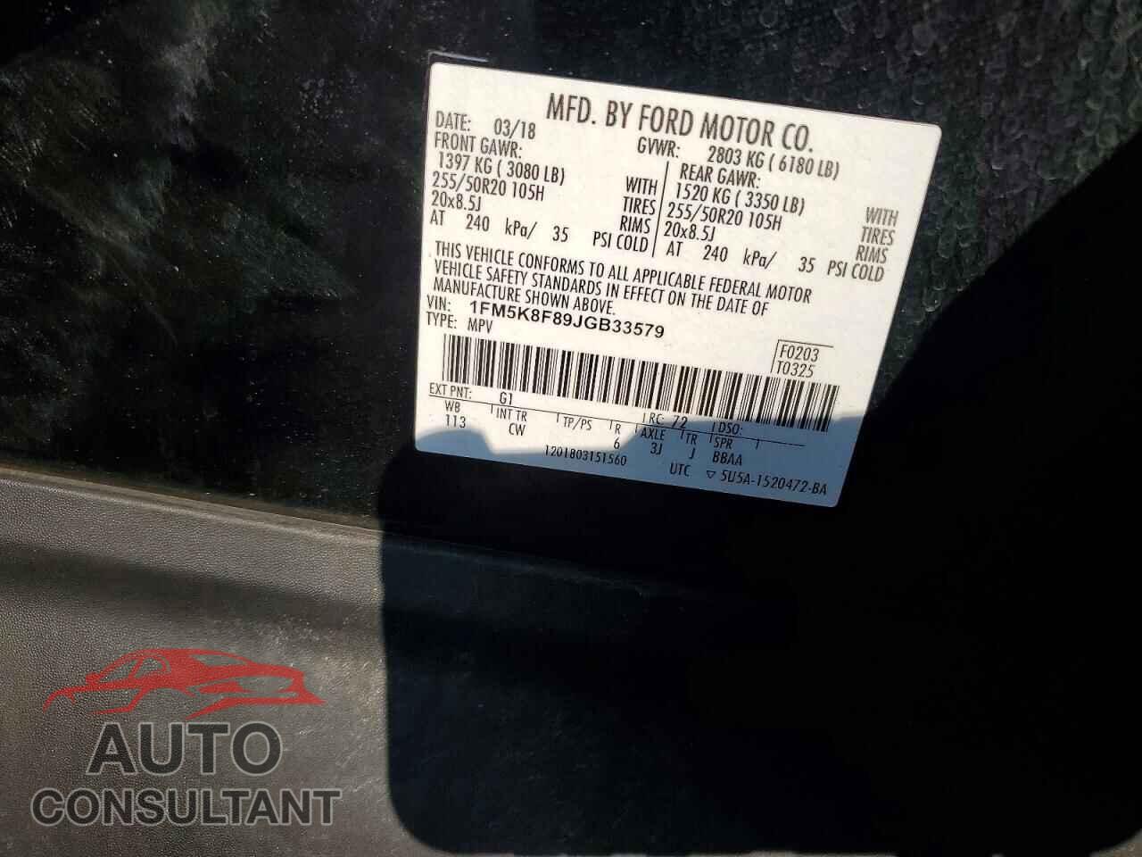 FORD EXPLORER 2018 - 1FM5K8F89JGB33579