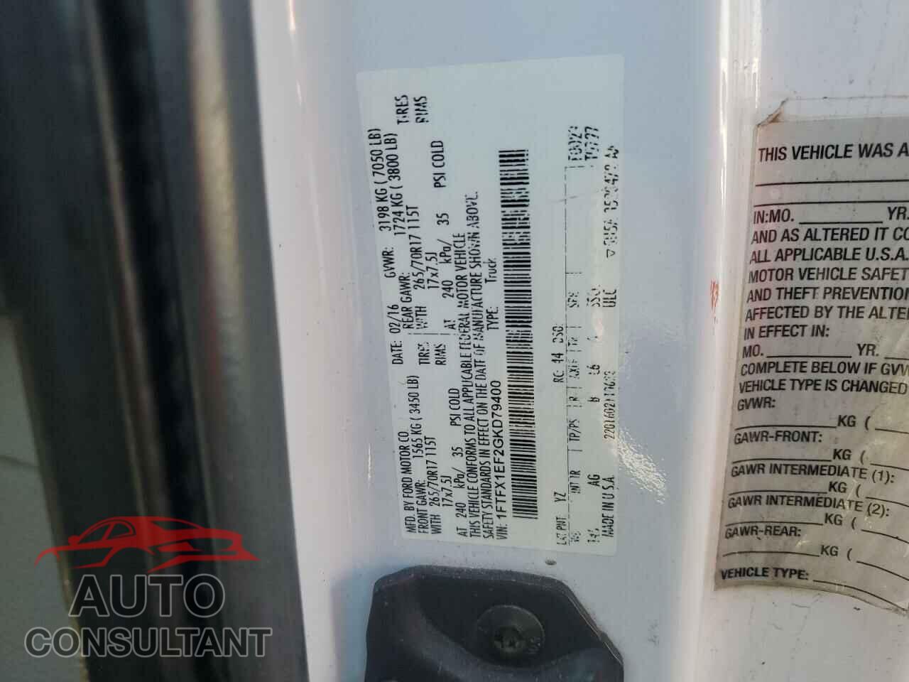 FORD F-150 2016 - 1FTFX1EF2GKD79400
