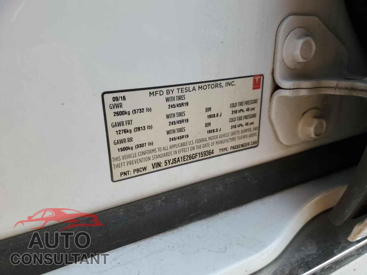 TESLA MODEL S 2016 - 5YJSA1E26GF159364