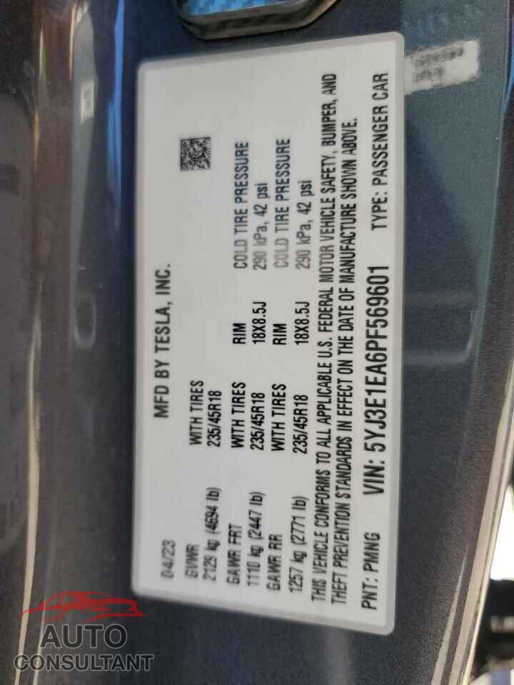 TESLA MODEL 3 2023 - 5YJ3E1EA6PF569601