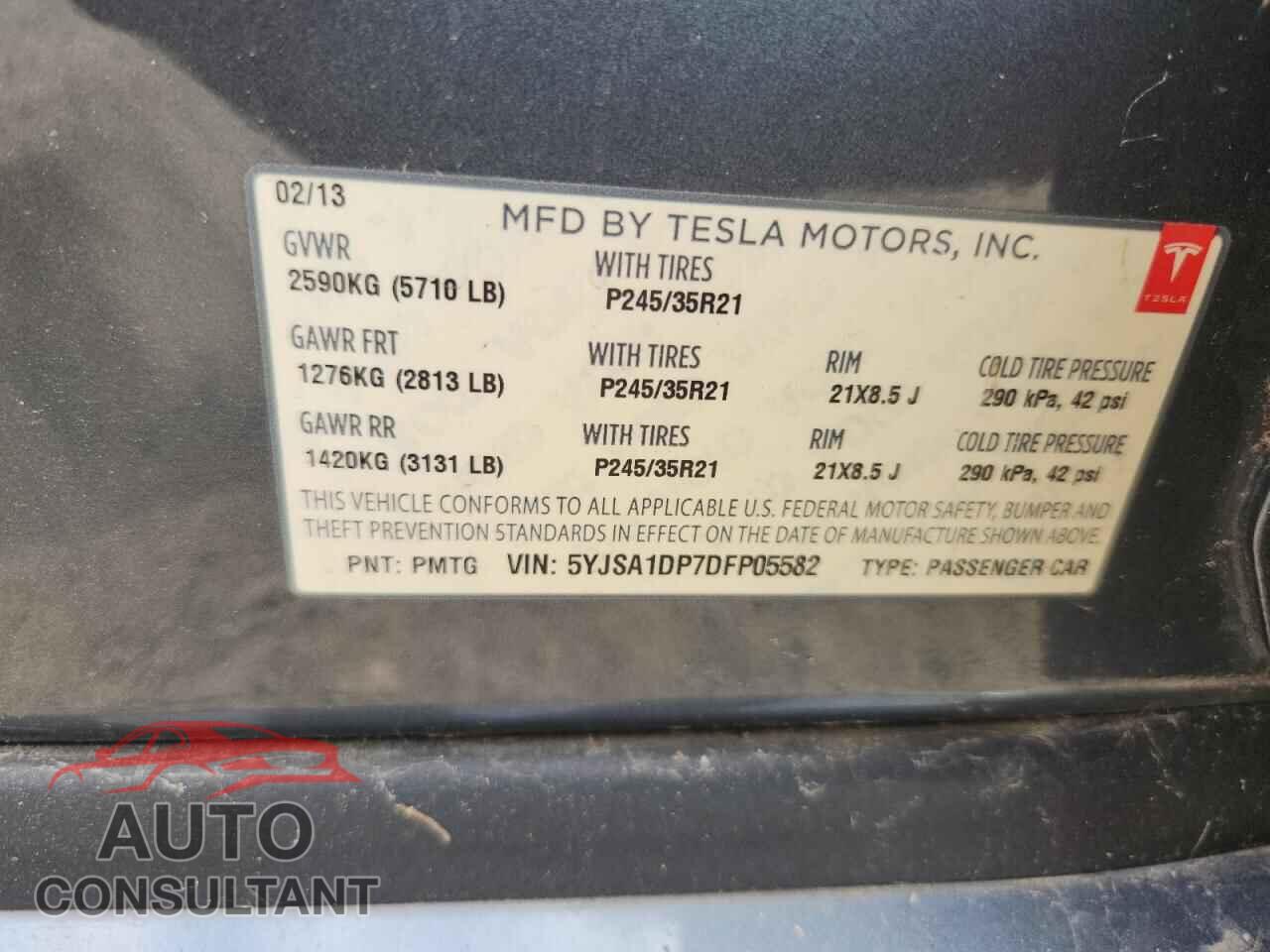 TESLA MODEL S 2013 - 5YJSA1DP7DFP05582