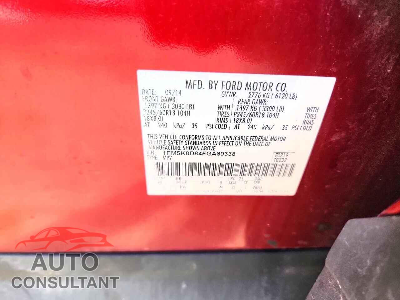 FORD EXPLORER 2015 - 1FM5K8D84FGA89338