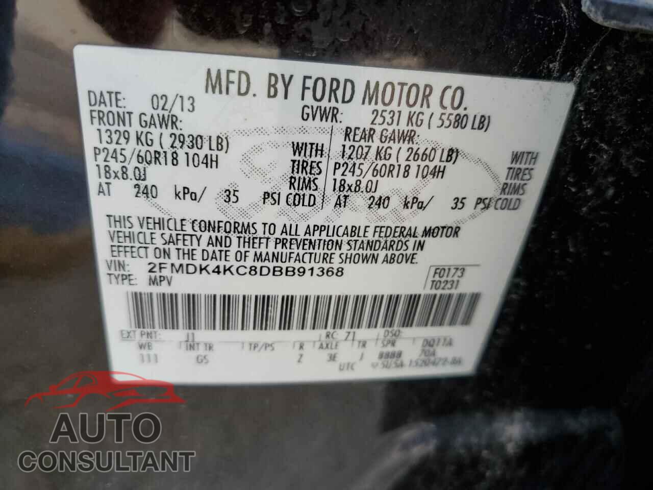 FORD EDGE 2013 - 2FMDK4KC8DBB91368