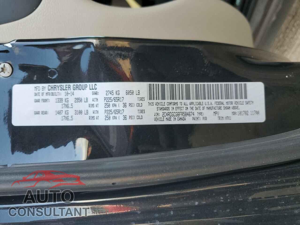 DODGE CARAVAN 2015 - 2C4RDGCG6FR584674